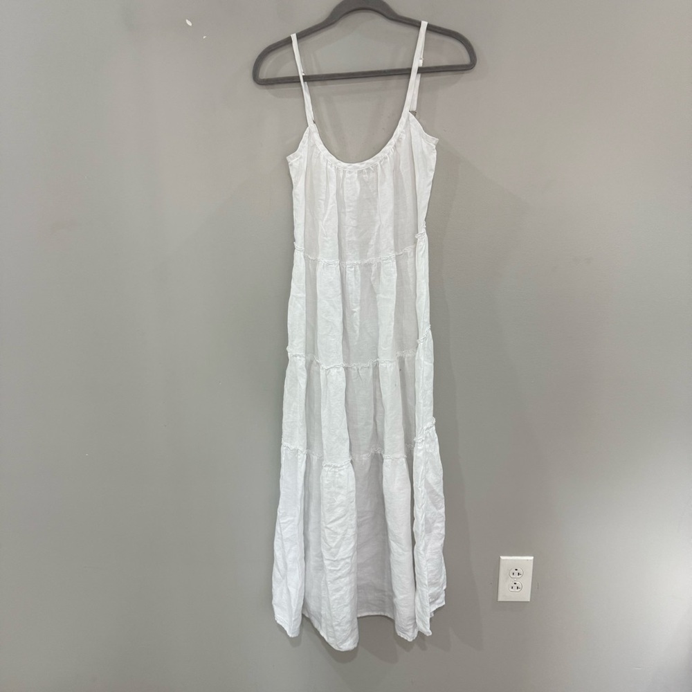 Eberjey Dress Kesia Maxi Tiered Linen in White - Picture 4 of 6